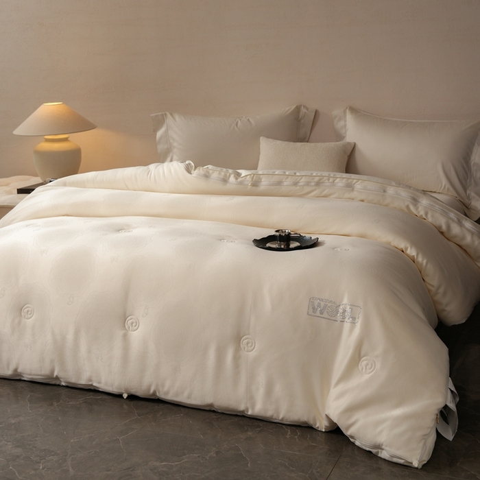 91家纺网 家纺一手货源 找家纺 （总）丽卡家纺 2025新款美好约定提花蚕丝子母被被子被芯