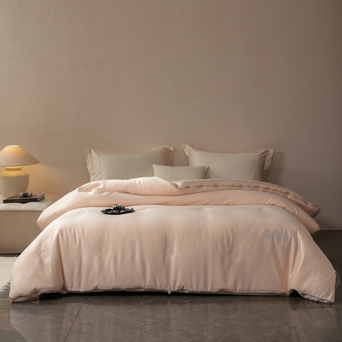 91家纺网 家纺一手货源 找家纺 丽卡家纺 2025新款美好约定提花蚕丝子母被被子被芯 美好约定蚕丝子母被-卡其