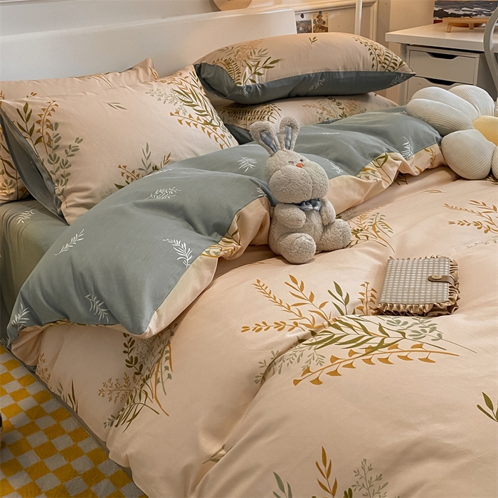 91家纺网 家纺一手货源 找家纺 澜妃 2025春夏新款12868全棉纯棉印花单被套 绿茵