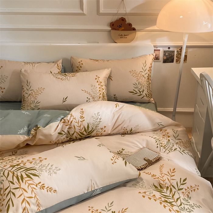 91家纺网 家纺一手货源 找家纺 澜妃 2025春夏新款12868全棉纯棉印花单被套 绿茵