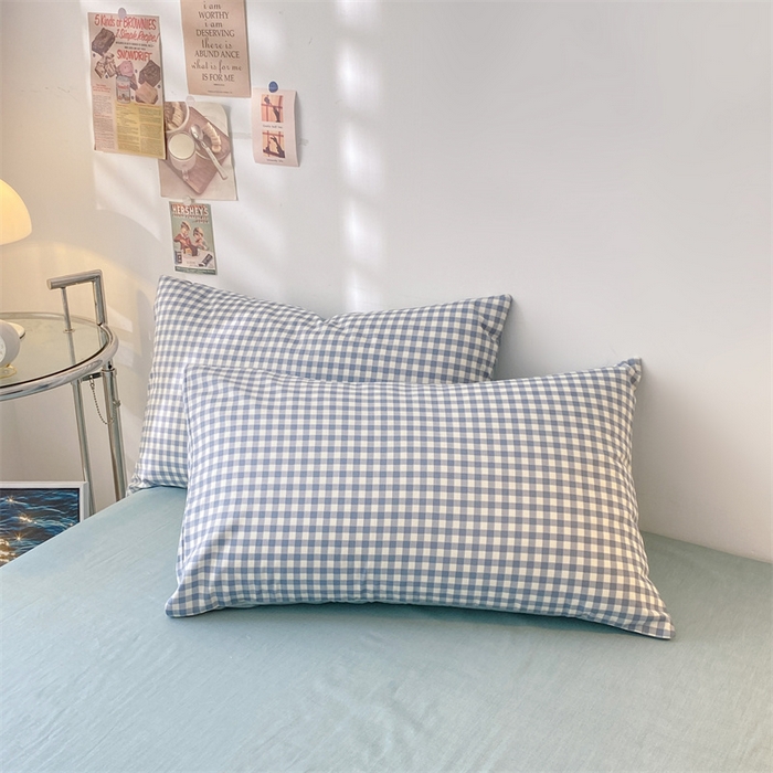 91家纺网 家纺一手货源 找家纺 澜妃 2025春夏新款12868全棉纯棉印花单被套 天蓝小格