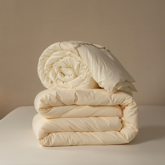 91家纺网 家纺一手货源 找家纺 丽卡家纺2025新款好爽鸭锦氨凉感夏被子被芯 翌绿+水绿