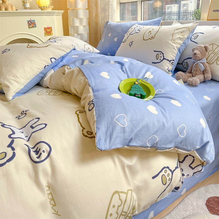 91家纺网 家纺一手货源 找家纺 澜妃 2025春夏新款12868全棉纯棉印花单被套 奶油布丁