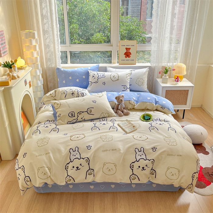 91家纺网 家纺一手货源 找家纺 澜妃 2025春夏新款12868全棉纯棉印花单被套 奶油布丁