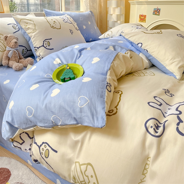 91家纺网 家纺一手货源 找家纺 澜妃 2025春夏新款12868全棉纯棉印花单被套 奶油布丁