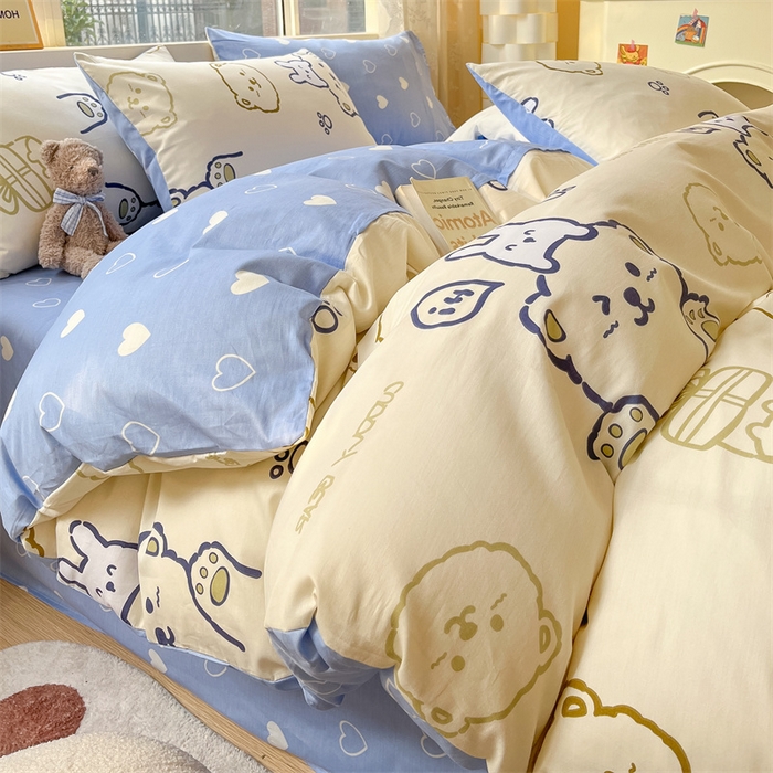 91家纺网 家纺一手货源 找家纺 澜妃 2025春夏新款12868全棉纯棉印花单被套 奶油布丁