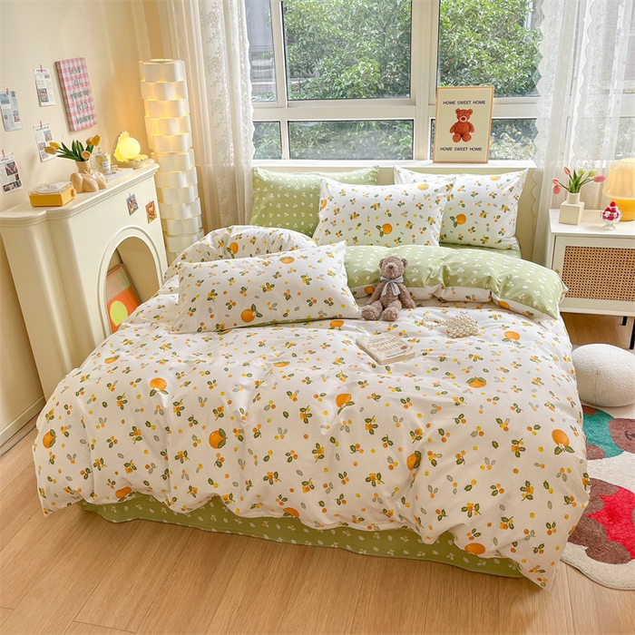 91家纺网 家纺一手货源 找家纺 澜妃 2025春夏新款12868全棉纯棉印花单被套 砂糖橘