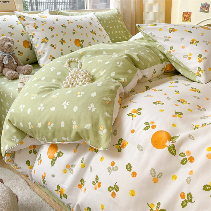 91家纺网 家纺一手货源 找家纺 澜妃 2025春夏新款12868全棉纯棉印花单被套 砂糖橘