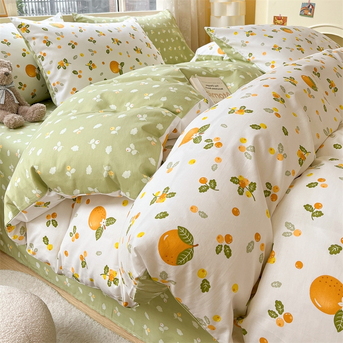 91家纺网 家纺一手货源 找家纺 澜妃 2025春夏新款12868全棉纯棉印花单被套 砂糖橘