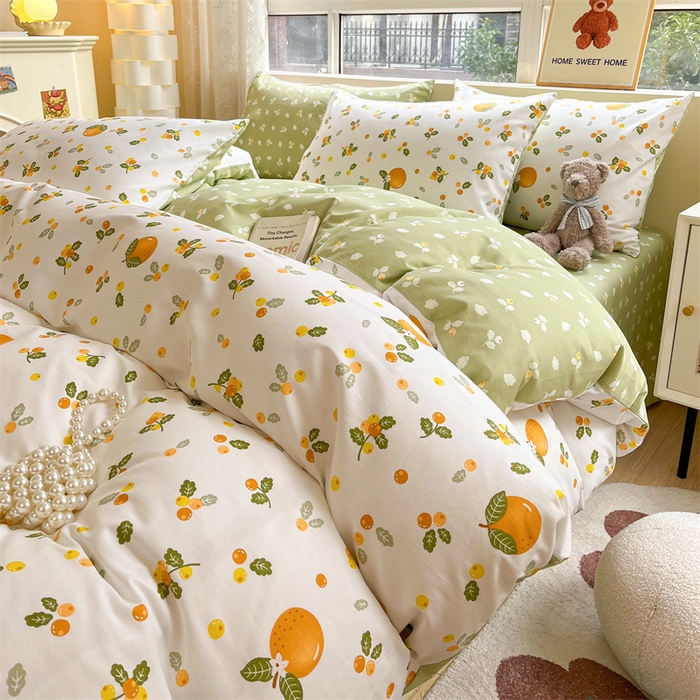 91家纺网 家纺一手货源 找家纺 澜妃 2025春夏新款12868全棉纯棉印花单被套 砂糖橘