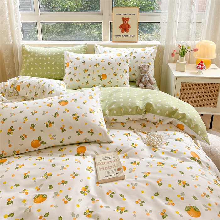 91家纺网 家纺一手货源 找家纺 澜妃 2025春夏新款12868全棉纯棉印花单被套 砂糖橘