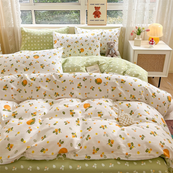 91家纺网 家纺一手货源 找家纺 澜妃 2025春夏新款12868全棉纯棉印花单被套 砂糖橘