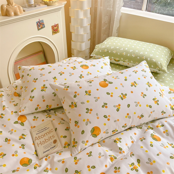 91家纺网 家纺一手货源 找家纺 澜妃 2025春夏新款12868全棉纯棉印花单被套 砂糖橘