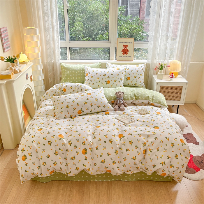 91家纺网 家纺一手货源 找家纺 澜妃 2025春夏新款12868全棉纯棉印花单被套 砂糖橘