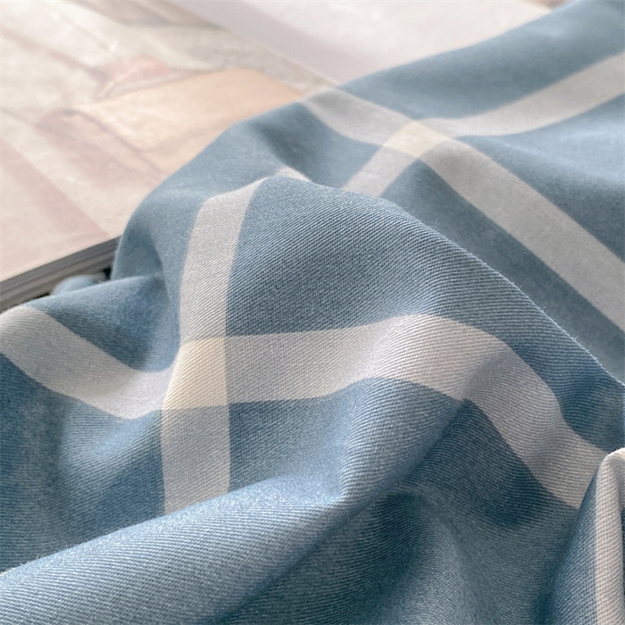 91家纺网 家纺一手货源 找家纺 澜妃 2025春夏新款12868全棉纯棉印花单被套 深蓝大格