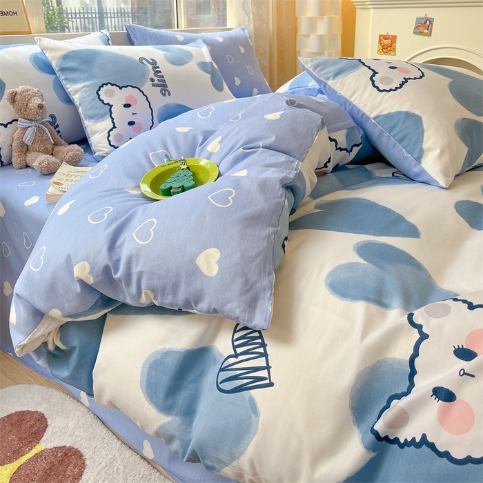 91家纺网 家纺一手货源 找家纺 澜妃 2025春夏新款12868全棉纯棉印花单被套 甜心小熊