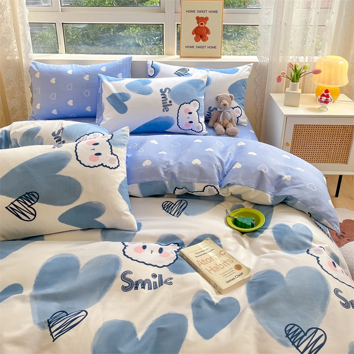 91家纺网 家纺一手货源 找家纺 澜妃 2025春夏新款12868全棉纯棉印花单被套 甜心小熊