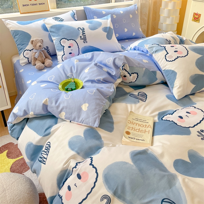 91家纺网 家纺一手货源 找家纺 澜妃 2025春夏新款12868全棉纯棉印花单被套 甜心小熊