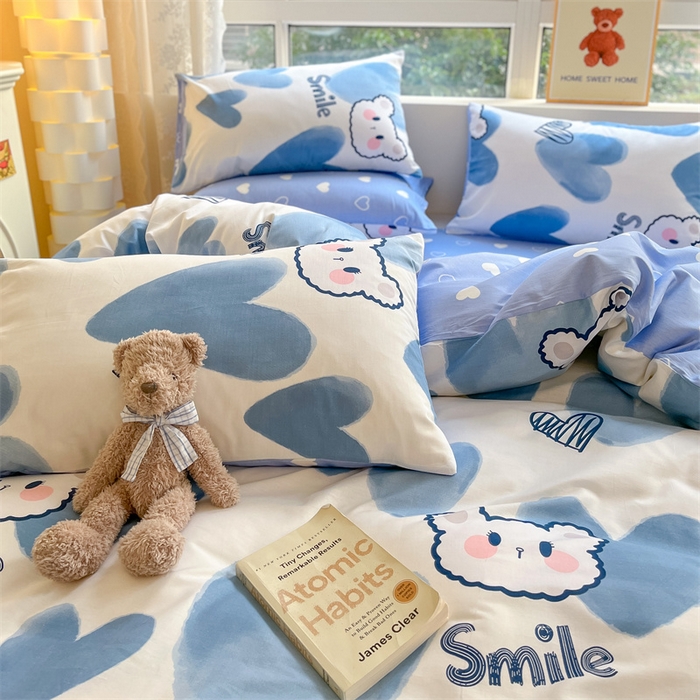 91家纺网 家纺一手货源 找家纺 澜妃 2025春夏新款12868全棉纯棉印花单被套 甜心小熊