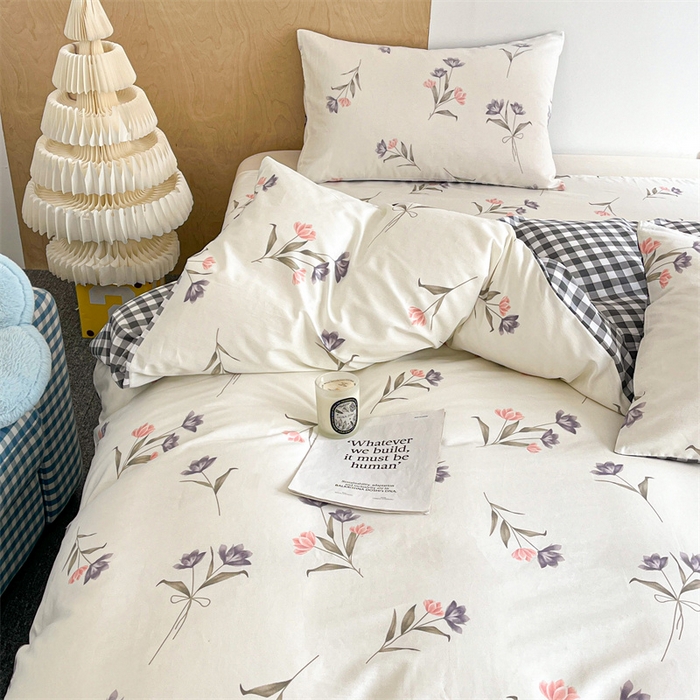 91家纺网 家纺一手货源 找家纺 澜妃 2025春夏新款12868全棉纯棉印花单被套 半夏清风-灰