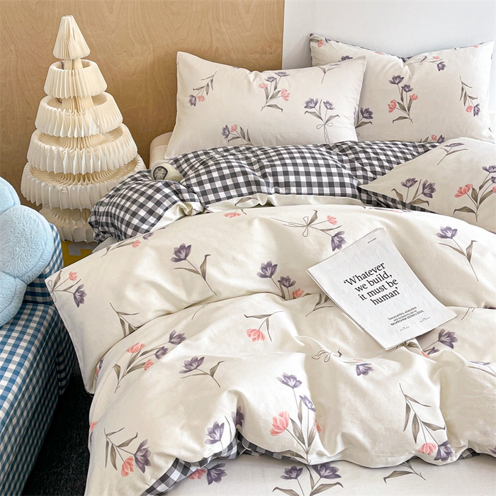 91家纺网 家纺一手货源 找家纺 澜妃 2025春夏新款12868全棉纯棉印花单被套 半夏清风-灰