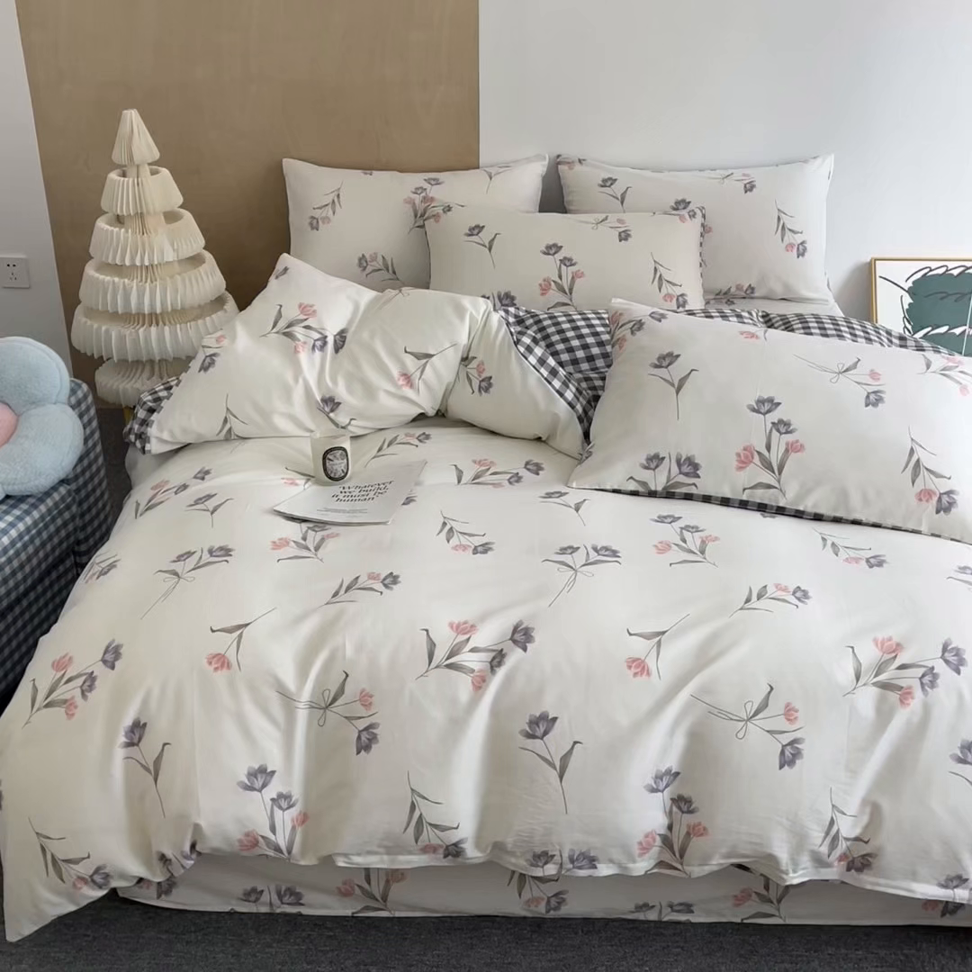 91家纺网 家纺一手货源 找家纺 澜妃 2025春夏新款12868全棉纯棉印花单被套 半夏清风-灰