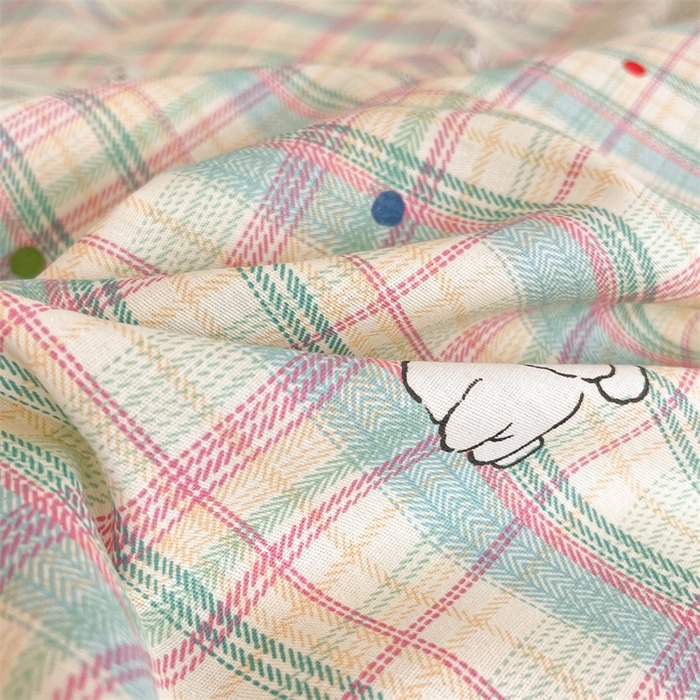 91家纺网 家纺一手货源 找家纺 澜妃 2025春夏新款12868全棉纯棉印花单被套 彩虹格小狗