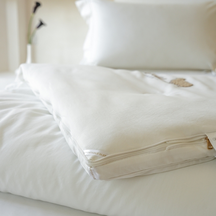 91家纺网 家纺一手货源 找家纺 丽卡家纺 2025新款繁花羊绒蚕丝子母被被子被芯 繁花羊绒蚕丝子母被-白色