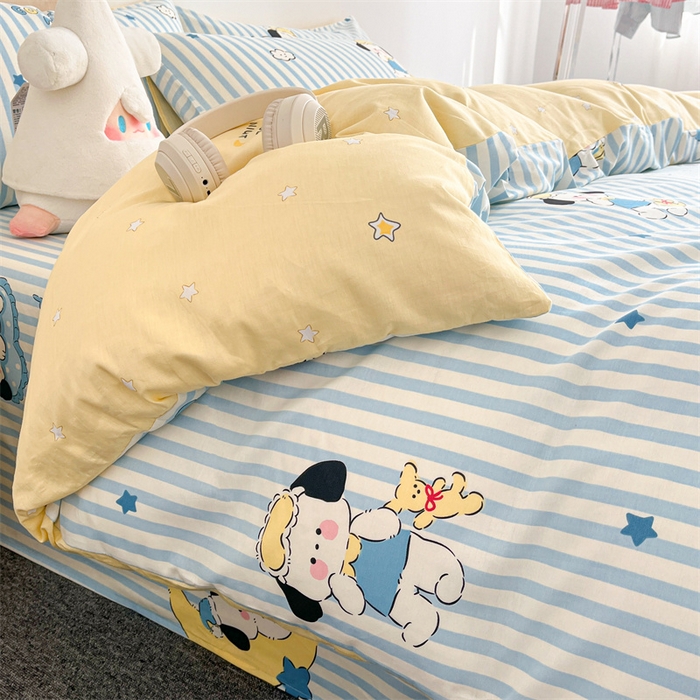 91家纺网 家纺一手货源 找家纺 澜妃 2025春夏新款12868全棉纯棉印花单被套 酣睡狗