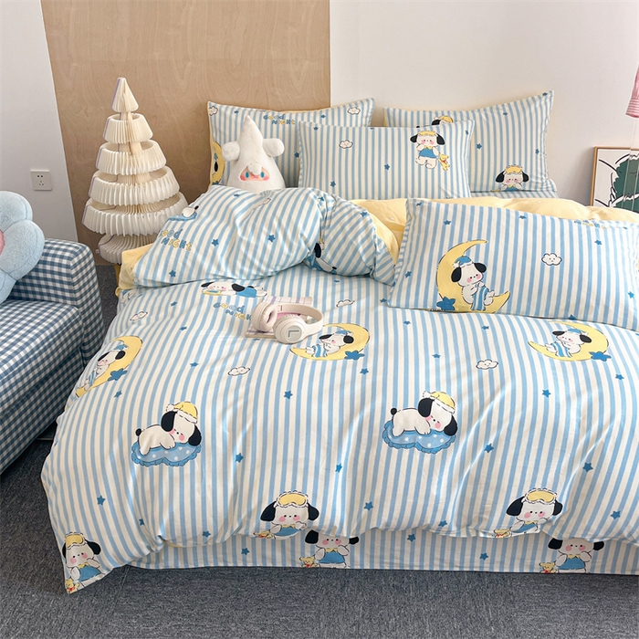 91家纺网 家纺一手货源 找家纺 澜妃 2025春夏新款12868全棉纯棉印花单被套 酣睡狗