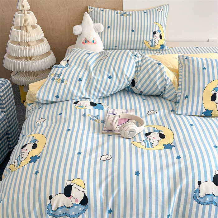 91家纺网 家纺一手货源 找家纺 澜妃 2025春夏新款12868全棉纯棉印花单被套 酣睡狗