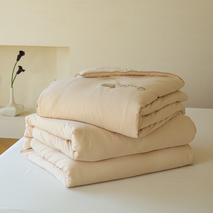 丽卡家纺 2025新款繁花羊绒蚕丝子母被被子被芯 繁花羊绒蚕丝子母被-卡其