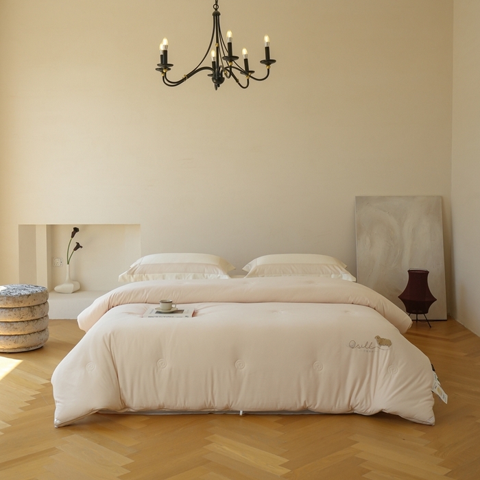 91家纺网 家纺一手货源 找家纺 丽卡家纺 2025新款繁花羊绒蚕丝子母被被子被芯 繁花羊绒蚕丝子母被-卡其