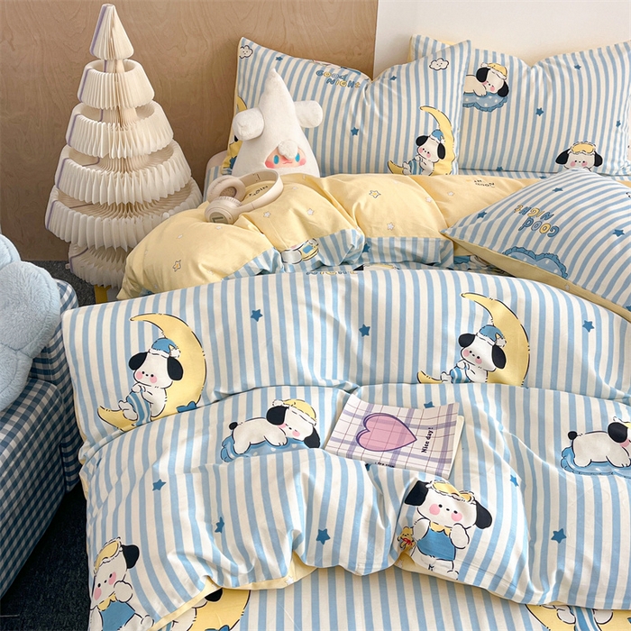 91家纺网 家纺一手货源 找家纺 澜妃 2025春夏新款12868全棉纯棉印花单被套 酣睡狗