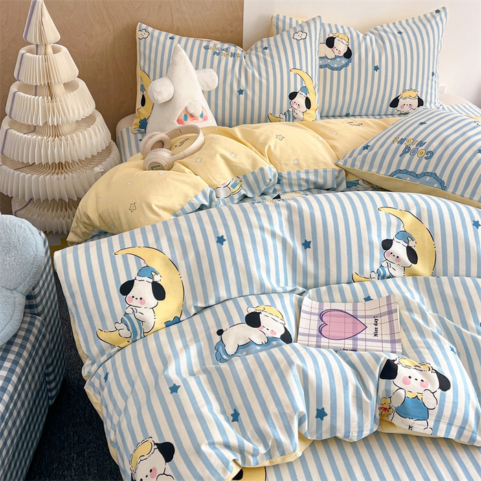 91家纺网 家纺一手货源 找家纺 澜妃 2025春夏新款12868全棉纯棉印花单被套 酣睡狗