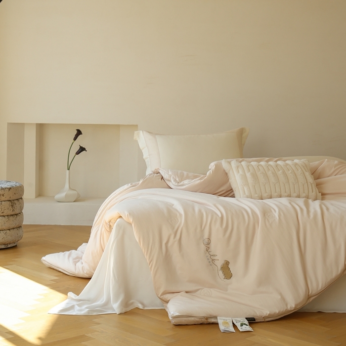 91家纺网 家纺一手货源 找家纺 丽卡家纺 2025新款繁花羊绒蚕丝子母被被子被芯 繁花羊绒蚕丝子母被-卡其