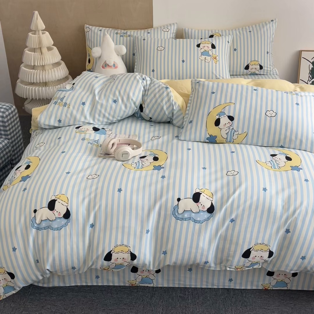 91家纺网 家纺一手货源 找家纺 澜妃 2025春夏新款12868全棉纯棉印花单被套 酣睡狗