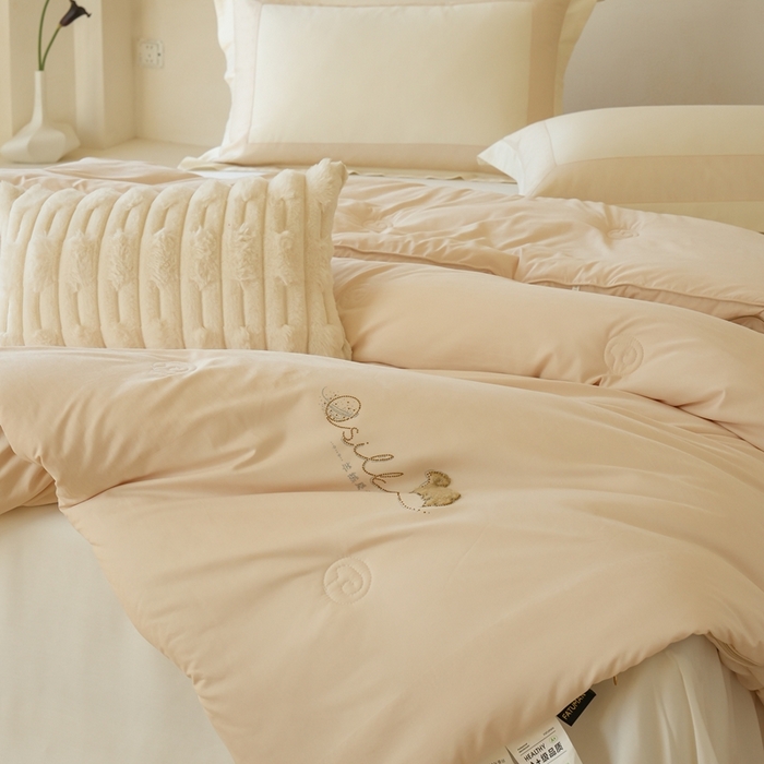 91家纺网 家纺一手货源 找家纺 丽卡家纺 2025新款繁花羊绒蚕丝子母被被子被芯 繁花羊绒蚕丝子母被-卡其