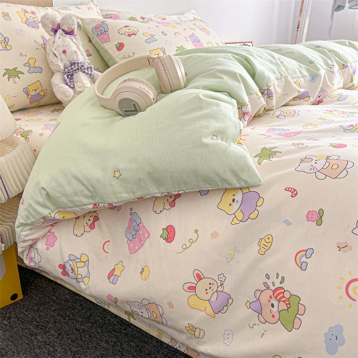 91家纺网 家纺一手货源 找家纺 澜妃 2025春夏新款12868全棉纯棉印花单被套 开心派对