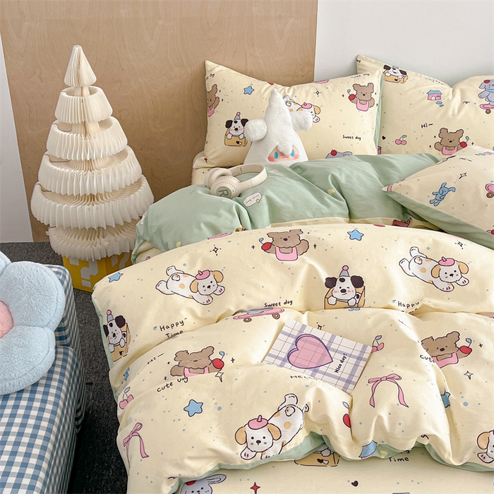 91家纺网 家纺一手货源 找家纺 澜妃 2025春夏新款12868全棉纯棉印花单被套 可爱颂