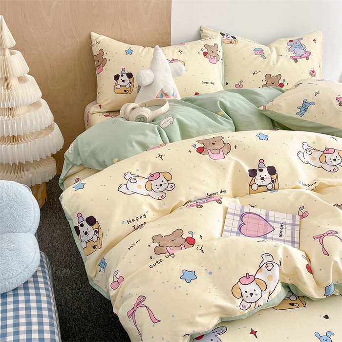 91家纺网 家纺一手货源 找家纺 澜妃 2025春夏新款12868全棉纯棉印花单被套 可爱颂