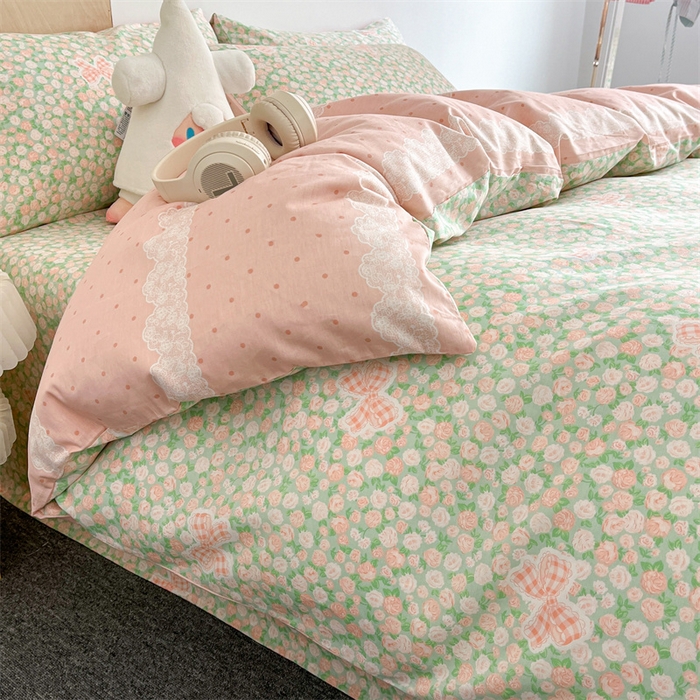 91家纺网 家纺一手货源 找家纺 澜妃 2025春夏新款12868全棉纯棉印花单被套 蕾丝花语