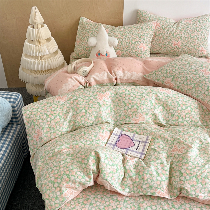 91家纺网 家纺一手货源 找家纺 澜妃 2025春夏新款12868全棉纯棉印花单被套 蕾丝花语