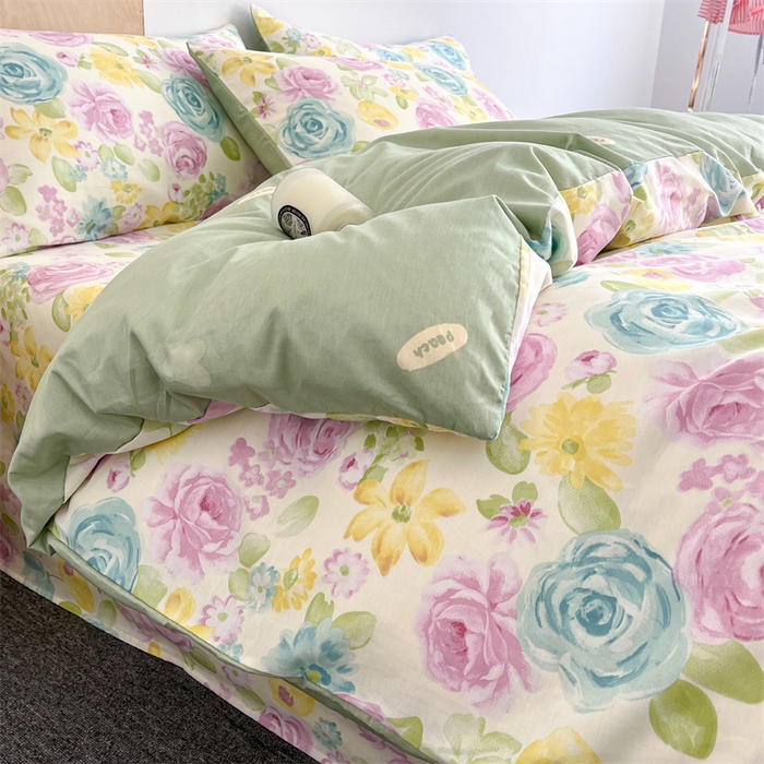 91家纺网 家纺一手货源 找家纺 澜妃 2025春夏新款12868全棉纯棉印花单被套 迷情花海