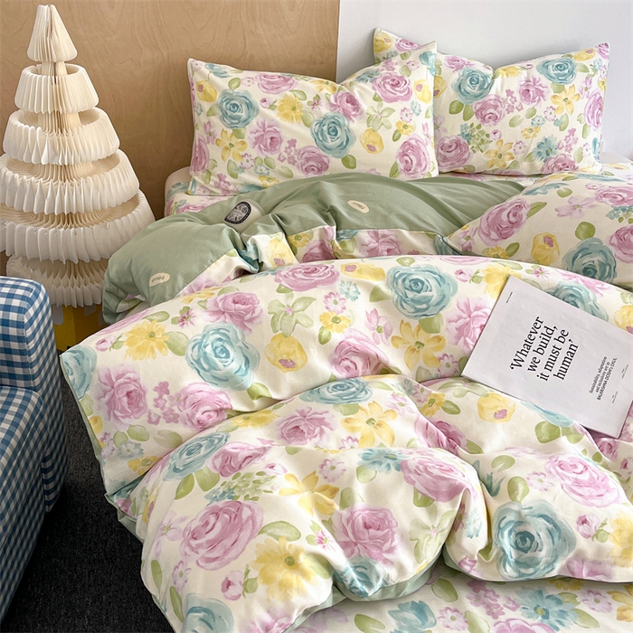 91家纺网 家纺一手货源 找家纺 澜妃 2025春夏新款12868全棉纯棉印花单被套 迷情花海