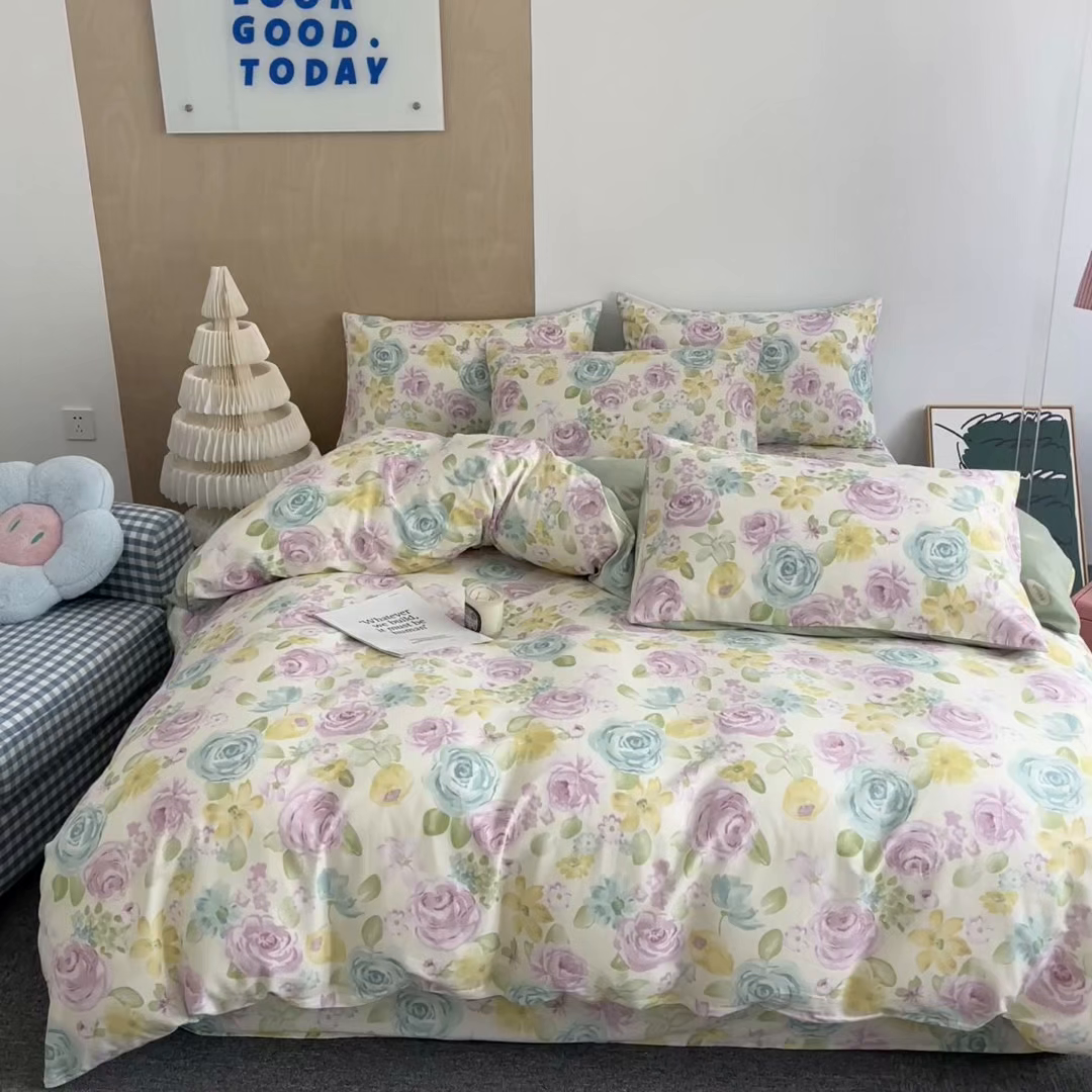 91家纺网 家纺一手货源 找家纺 澜妃 2025春夏新款12868全棉纯棉印花单被套 迷情花海