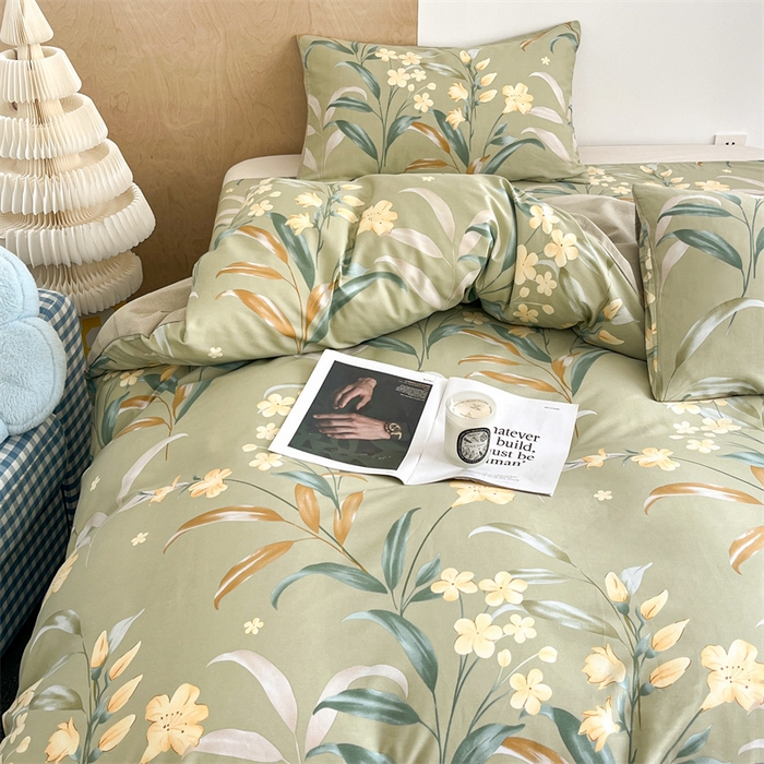 91家纺网 家纺一手货源 找家纺 澜妃 2025春夏新款12868全棉纯棉印花单被套 沐光美人-绿