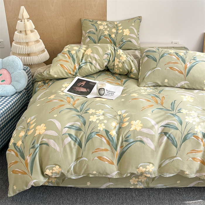 91家纺网 家纺一手货源 找家纺 澜妃 2025春夏新款12868全棉纯棉印花单被套 沐光美人-绿