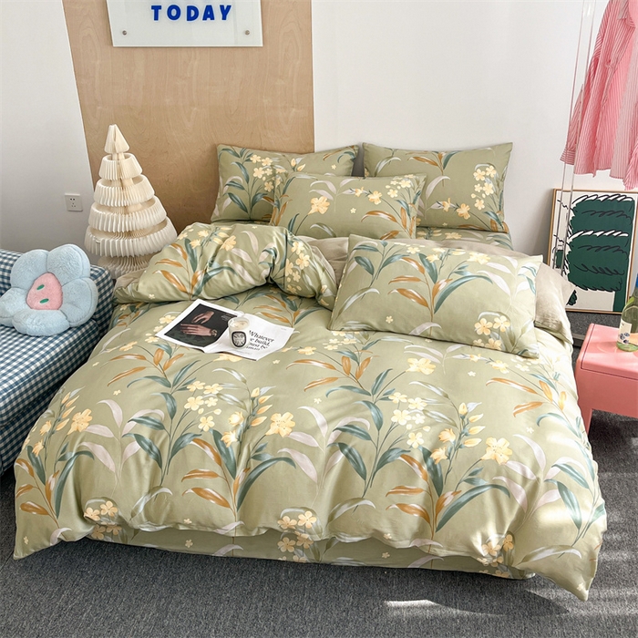 91家纺网 家纺一手货源 找家纺 澜妃 2025春夏新款12868全棉纯棉印花单被套 沐光美人-绿