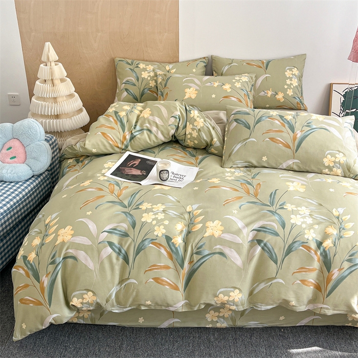 91家纺网 家纺一手货源 找家纺 澜妃 2025春夏新款12868全棉纯棉印花单被套 沐光美人-绿